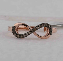 Load image into Gallery viewer, Enchanting Brown Diamond Infinity Heart Ring in 10kt Rose Gold Front view from the 10Kt Rose Gold Womens Round Brown Diamond Infinity Ring 1 5 Cttwpin204938 collection by Splendid Jewellery