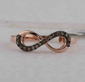 Enchanting Brown Diamond Infinity Heart Ring in 10kt Rose Gold - Splendid Jewellery