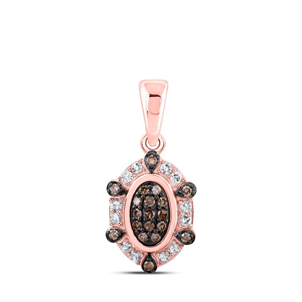 Enchanting Brown Diamond Oval Pendant in 10kt Rose Gold - Splendid Jewellery