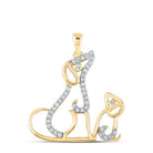 Enchanting Canine Sparkle Pendant | 10kt Yellow Gold Womens Round Diamond Dog Puppy Pendant 1/5 Cttw - Splendid Jewellery