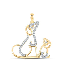 Load image into Gallery viewer, Enchanting Canine Sparkle Pendant | 10kt Yellow Gold Womens Round Diamond Dog Puppy Pendant 1/5 Cttw - Splendid Jewellery