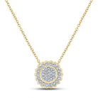 Enchanting Cluster of Diamonds Necklace | 10kt Yellow Gold Women's Round Diamond Pendant 1/5 Cttw - Splendid Jewellery