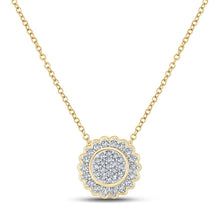 Load image into Gallery viewer, Enchanting Cluster of Diamonds Necklace | 10kt Yellow Gold Women's Round Diamond Pendant 1/5 Cttw - Splendid Jewellery