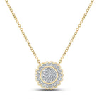 Enchanting Cluster of Diamonds Necklace | 10kt Yellow Gold Women's Round Diamond Pendant 1/5 Cttw - Splendid Jewellery