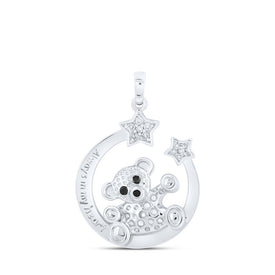 Enchanting Diamond Bear Crescent Moon Pendant - Splendid Jewellery