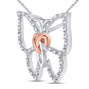 Enchanting Diamond Butterfly Heart Pendant - Splendid Jewellery