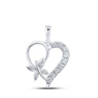 Enchanting Diamond Butterfly Heart Pendant in 10kt White Gold - Splendid Jewellery