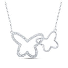 Enchanting Diamond Butterfly Necklace: 10kt White Gold Womens Round Diamond Pendant 1/4 Cttw - Splendid Jewellery