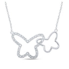 Enchanting Diamond Butterfly Necklace: 10kt White Gold Womens Round Diamond Pendant 1/4 Cttw - Splendid Jewellery