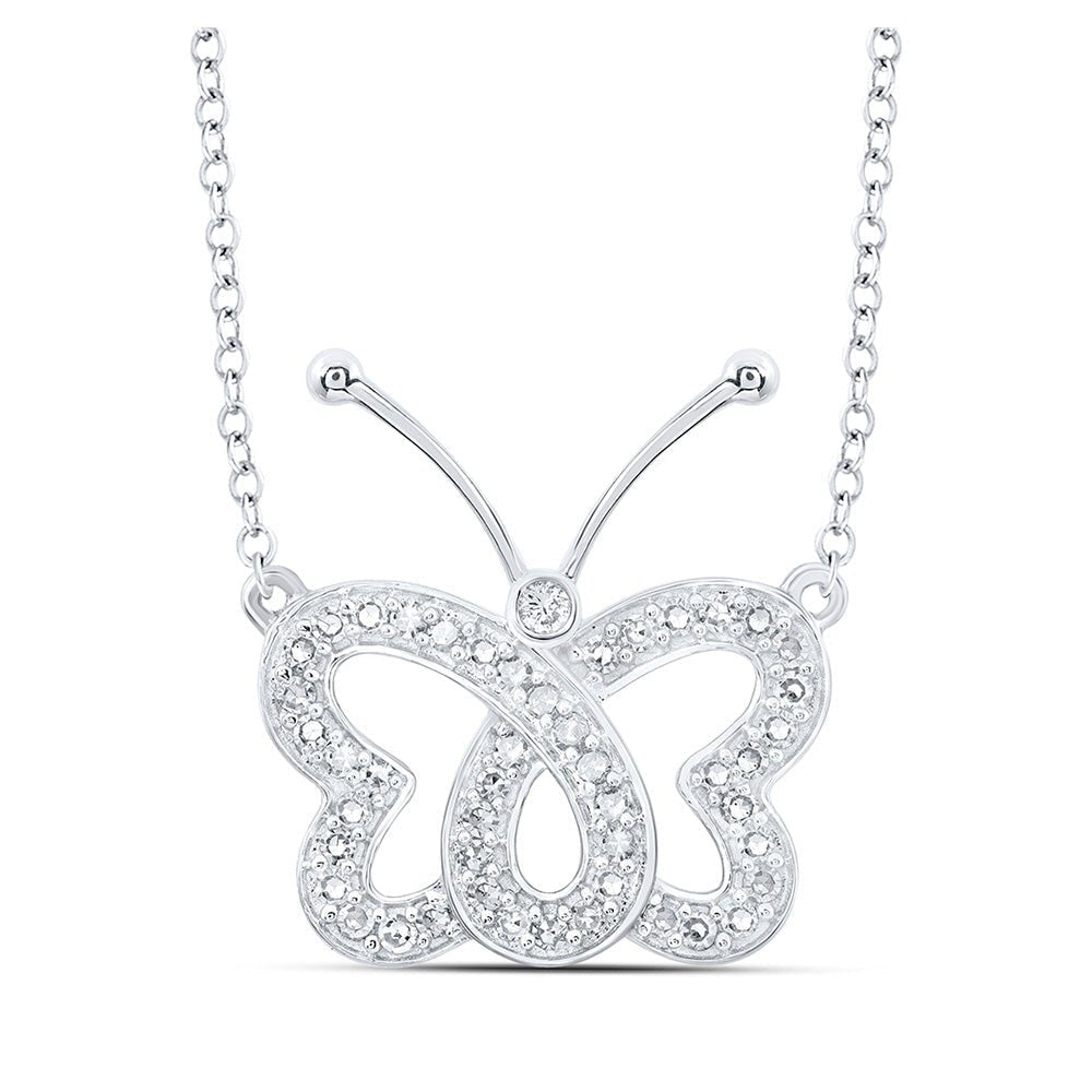 Enchanting Diamond Butterfly Necklace in 10kt White Gold - Splendid Jewellery
