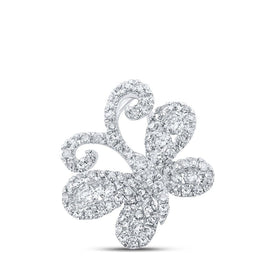 Enchanting Diamond Butterfly Pendant | 10kt White Gold Womens Round Diamond Butterfly Pendant 3/8 Cttw - Splendid Jewellery