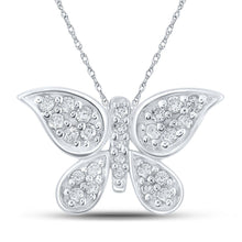 Load image into Gallery viewer, Enchanting Diamond Butterfly Pendant | 10kt White Gold Womens Round Diamond Pendant 1/6 Cttw - Splendid Jewellery