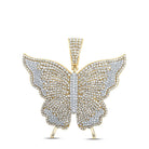 Enchanting Diamond Butterfly Pendant - 10kt Yellow Gold Womens Round Diamond Butterfly Pendant 4 - 1/5 Cttw - Splendid Jewellery