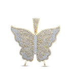 Enchanting Diamond Butterfly Pendant - 10kt Yellow Gold Womens Round Diamond Butterfly Pendant 4 - 1/5 Cttw - Splendid Jewellery