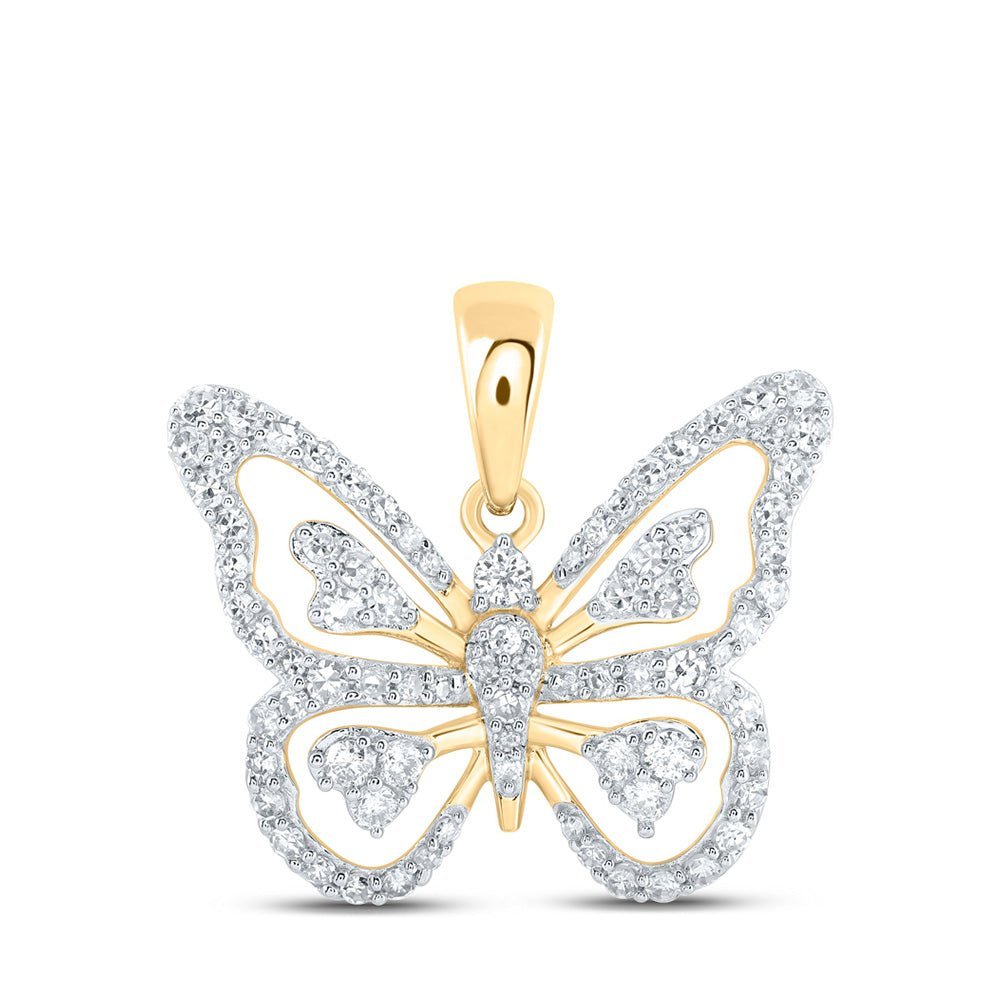 Enchanting Diamond Butterfly Pendant in 10kt Yellow Gold - Splendid Jewellery