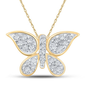 Enchanting Diamond Butterfly Pendant in 10kt Yellow Gold - Splendid Jewellery