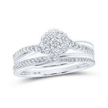 Load image into Gallery viewer, Enchanting Diamond Cluster Bridal Wedding Ring Band Set in 10kt White Gold 1/2 Cttw by Splendid Jewellery - Splendid Jewellery