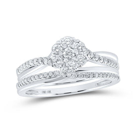 Enchanting Diamond Cluster Bridal Wedding Ring Band Set in 10kt White Gold 1/2 Cttw by Splendid Jewellery - Splendid Jewellery