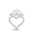 Enchanting Diamond Crown Heart Pendant in 10kt White Gold - Splendid Jewellery