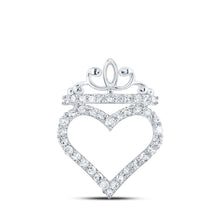 Load image into Gallery viewer, Enchanting Diamond Crown Heart Pendant in 10kt White Gold - Splendid Jewellery
