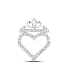 Enchanting Diamond Crown Heart Pendant in 10kt White Gold - Splendid Jewellery