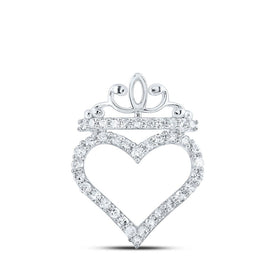 Enchanting Diamond Crown Heart Pendant in 10kt White Gold - Splendid Jewellery