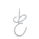 Enchanting Diamond E Initial Pendant: 10kt White Gold Womens Round Diamond Letter Pendant 1/2 Cttw - Splendid Jewellery
