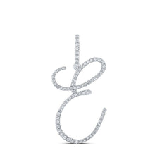 Load image into Gallery viewer, Enchanting Diamond E Initial Pendant: 10kt White Gold Womens Round Diamond Letter Pendant 1/2 Cttw - Splendid Jewellery