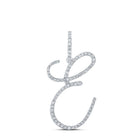Enchanting Diamond E Initial Pendant: 10kt White Gold Womens Round Diamond Letter Pendant 1/2 Cttw - Splendid Jewellery