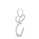 Enchanting Diamond E Initial Pendant: 10kt White Gold Womens Round Diamond Letter Pendant 1/2 Cttw - Splendid Jewellery