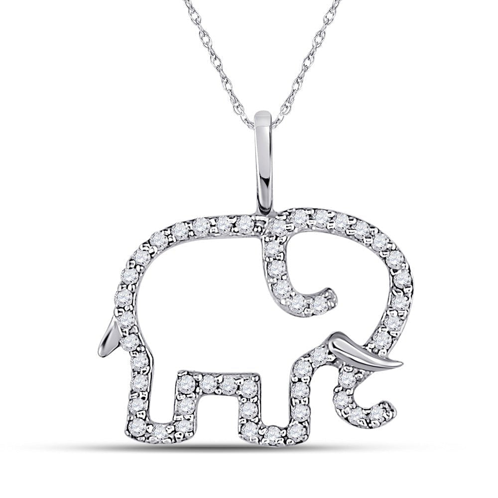Enchanting Diamond Elephant Pendant in 10kt White Gold - Splendid Jewellery