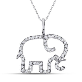 Enchanting Diamond Elephant Pendant in 10kt White Gold - Splendid Jewellery