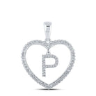 Enchanting Diamond Heart Initial Pendant in 10kt White Gold - Splendid Jewellery