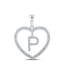 Load image into Gallery viewer, Enchanting Diamond Heart Initial Pendant in 10kt White Gold - Splendid Jewellery