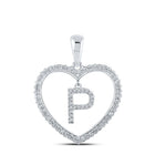 Enchanting Diamond Heart Initial Pendant in 10kt White Gold - Splendid Jewellery