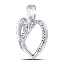 Load image into Gallery viewer, Enchanting Diamond Heart &amp; Love Symbol Pendant | 10kt White Gold Womens Round Diamond Heart Fashion Pendant 1/10 Cttw - Splendid Jewellery