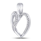 Enchanting Diamond Heart & Love Symbol Pendant | 10kt White Gold Womens Round Diamond Heart Fashion Pendant 1/10 Cttw  Side View 2 from Splendid Jewellery