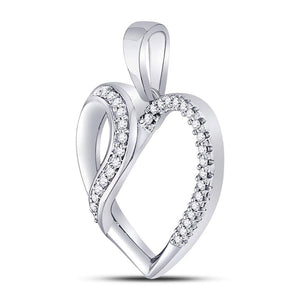 Enchanting Diamond Heart & Love Symbol Pendant | 10kt White Gold Womens Round Diamond Heart Fashion Pendant 1/10 Cttw - Splendid Jewellery