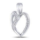 Enchanting Diamond Heart & Love Symbol Pendant | 10kt White Gold Womens Round Diamond Heart Fashion Pendant 1/10 Cttw  Side View from Splendid Jewellery