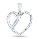 Enchanting Diamond Heart & Love Symbol Pendant | 10kt White Gold Womens Round Diamond Heart Fashion Pendant 1/10 Cttw  Top View from Splendid Jewellery