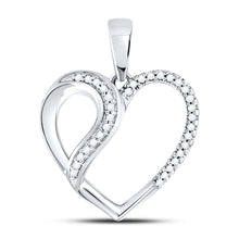 Load image into Gallery viewer, Enchanting Diamond Heart &amp; Love Symbol Pendant | 10kt White Gold Womens Round Diamond Heart Fashion Pendant 1/10 Cttw - Splendid Jewellery