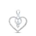 Enchanting Diamond Heart & Love Symbol Pendant | 10kt White Gold Womens Round Diamond Heart Pendant 1/3 Cttw | Splendid Jewellery - Splendid Jewellery