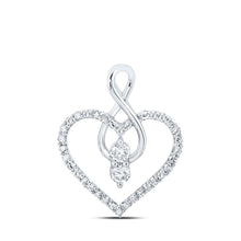 Load image into Gallery viewer, Enchanting Diamond Heart &amp; Love Symbol Pendant | 10kt White Gold Womens Round Diamond Heart Pendant 1/3 Cttw | Splendid Jewellery - Splendid Jewellery