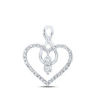 Enchanting Diamond Heart & Love Symbol Pendant | 10kt White Gold Womens Round Diamond Heart Pendant 1/3 Cttw | Splendid Jewellery - Splendid Jewellery