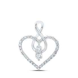 Enchanting Diamond Heart & Love Symbol Pendant | 10kt White Gold Womens Round Diamond Heart Pendant 1/3 Cttw | Splendid Jewellery - Splendid Jewellery
