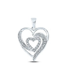 Enchanting Diamond Heart & Love Symbol Pendant | 10kt White Gold Womens Round Diamond Heart Pendant 1/6 Cttw | Splendid Jewellery - Splendid Jewellery