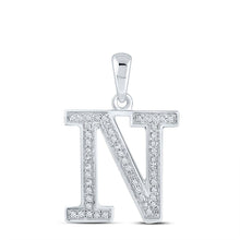 Load image into Gallery viewer, Enchanting Diamond Initial Necklace: 10kt White Gold Womens Round Diamond N Letter Pendant 1/10 Cttw - Splendid Jewellery