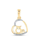 Enchanting Diamond Owl Heart Pendant in 10kt Yellow Gold - Splendid Jewellery
