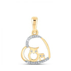 Enchanting Diamond Owl Heart Pendant in 10kt Yellow Gold - Splendid Jewellery