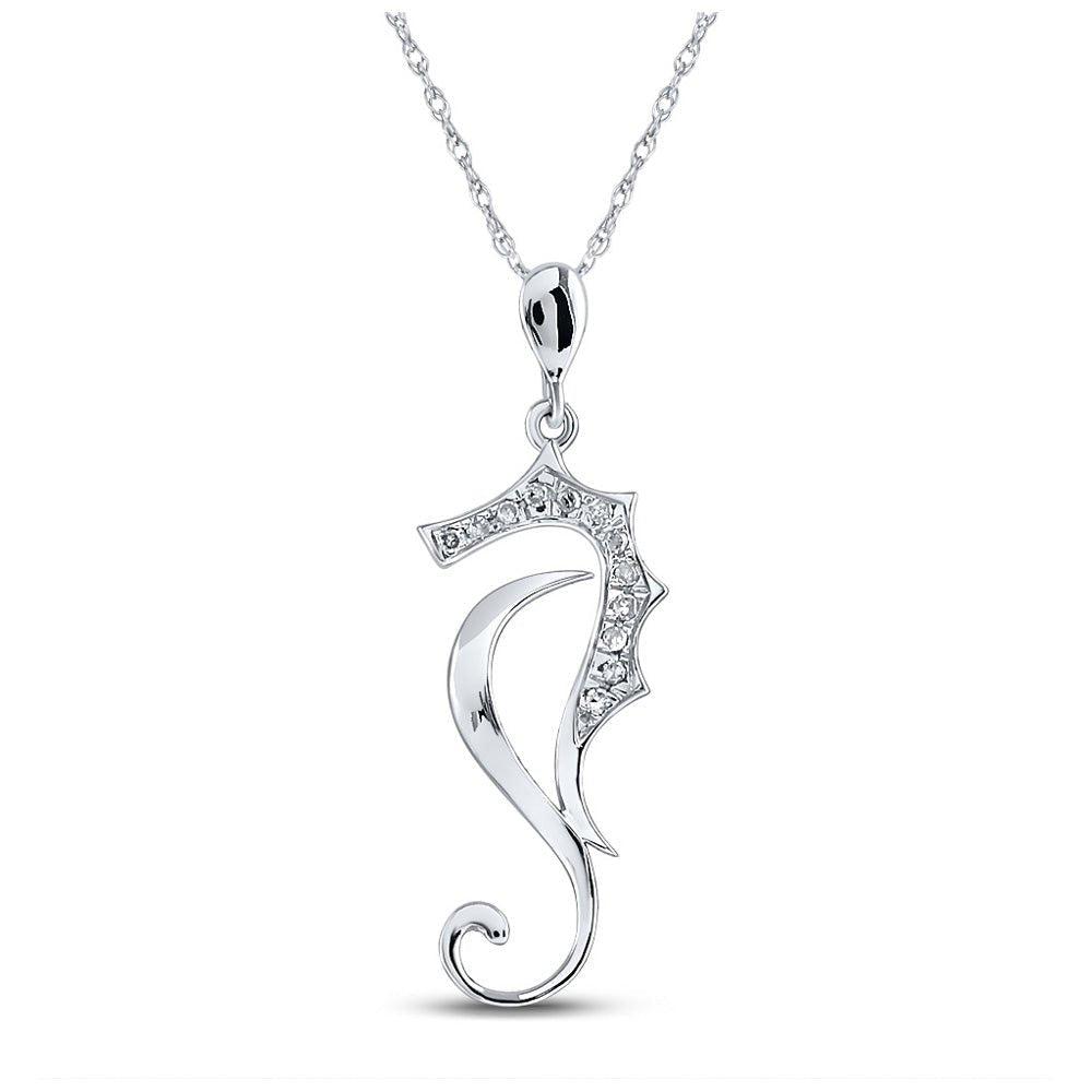 Enchanting Diamond Sea Horse Pendant in 10kt White Gold - A Splendid Jewel - Splendid Jewellery